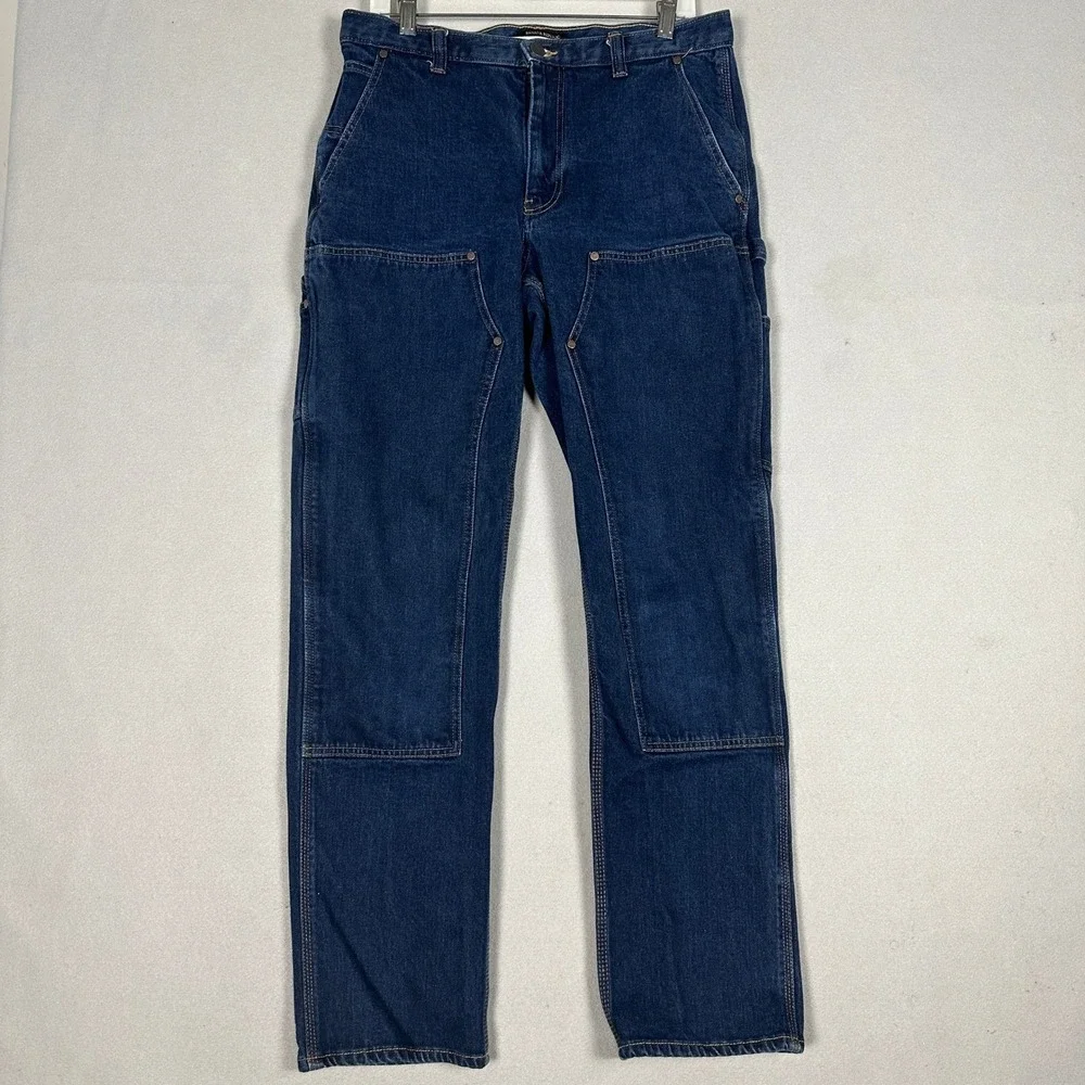 Banana Republic Mens Double Knee Carpenter Jeans 35X32 Straight Fit Dark Wash